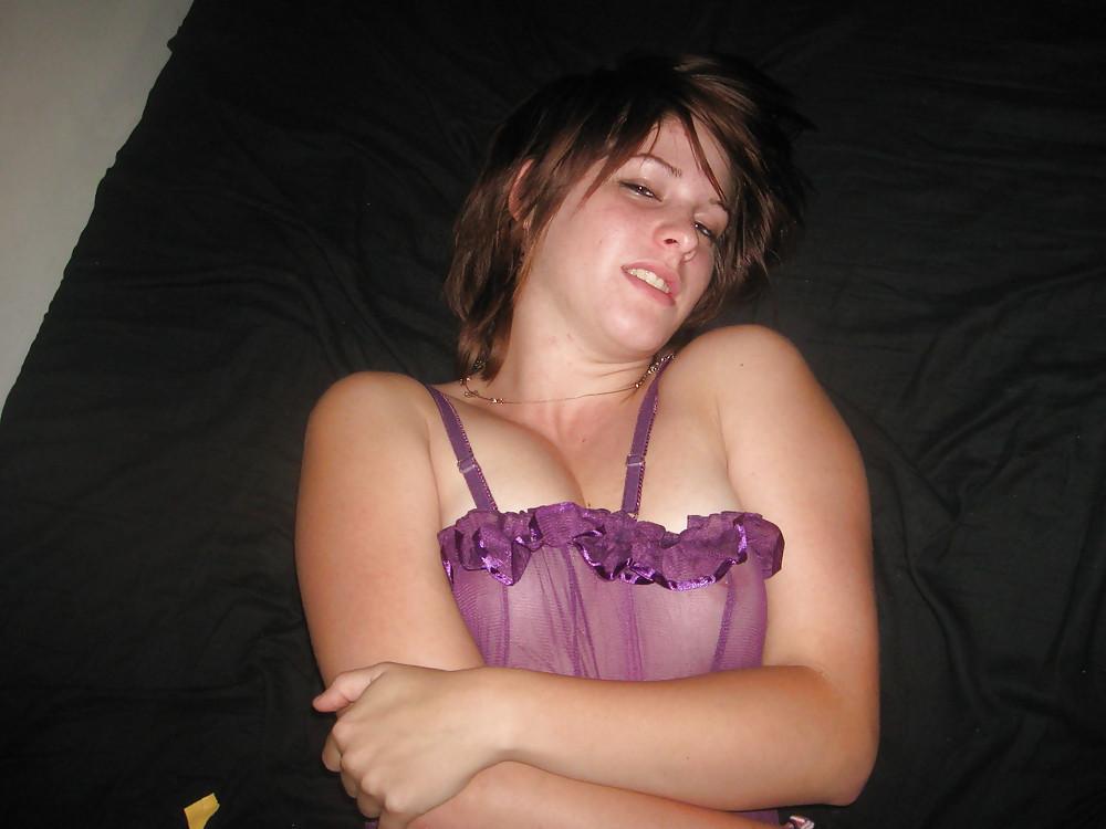 17P Pretty in purple and open pussy