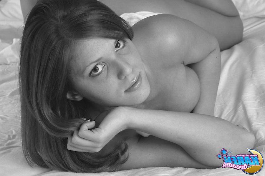 20P Pictures of Karen Dreams naked in black and white