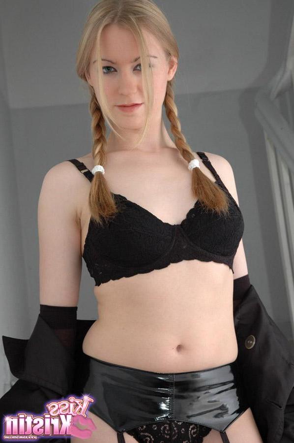 12P Blonde hottie Kristin shows you what's under her jacket