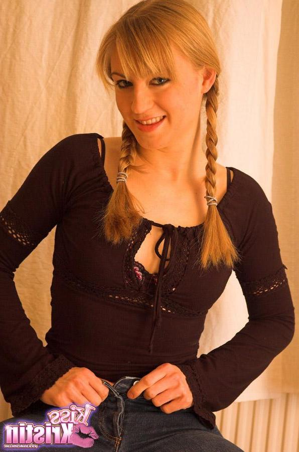 12P Blonde teen Kristin teases in her hot braided pigtails