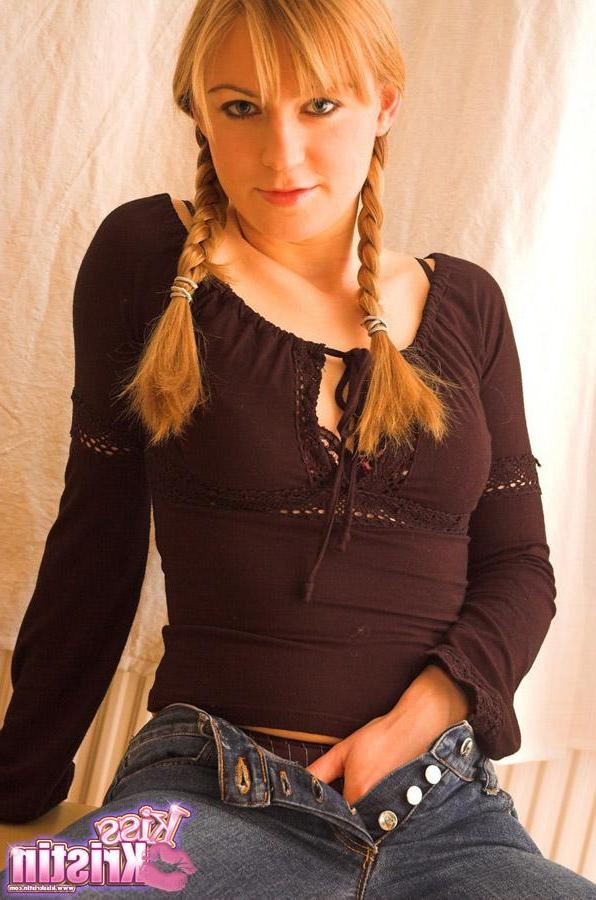 12P Blonde teen Kristin teases in her hot braided pigtails