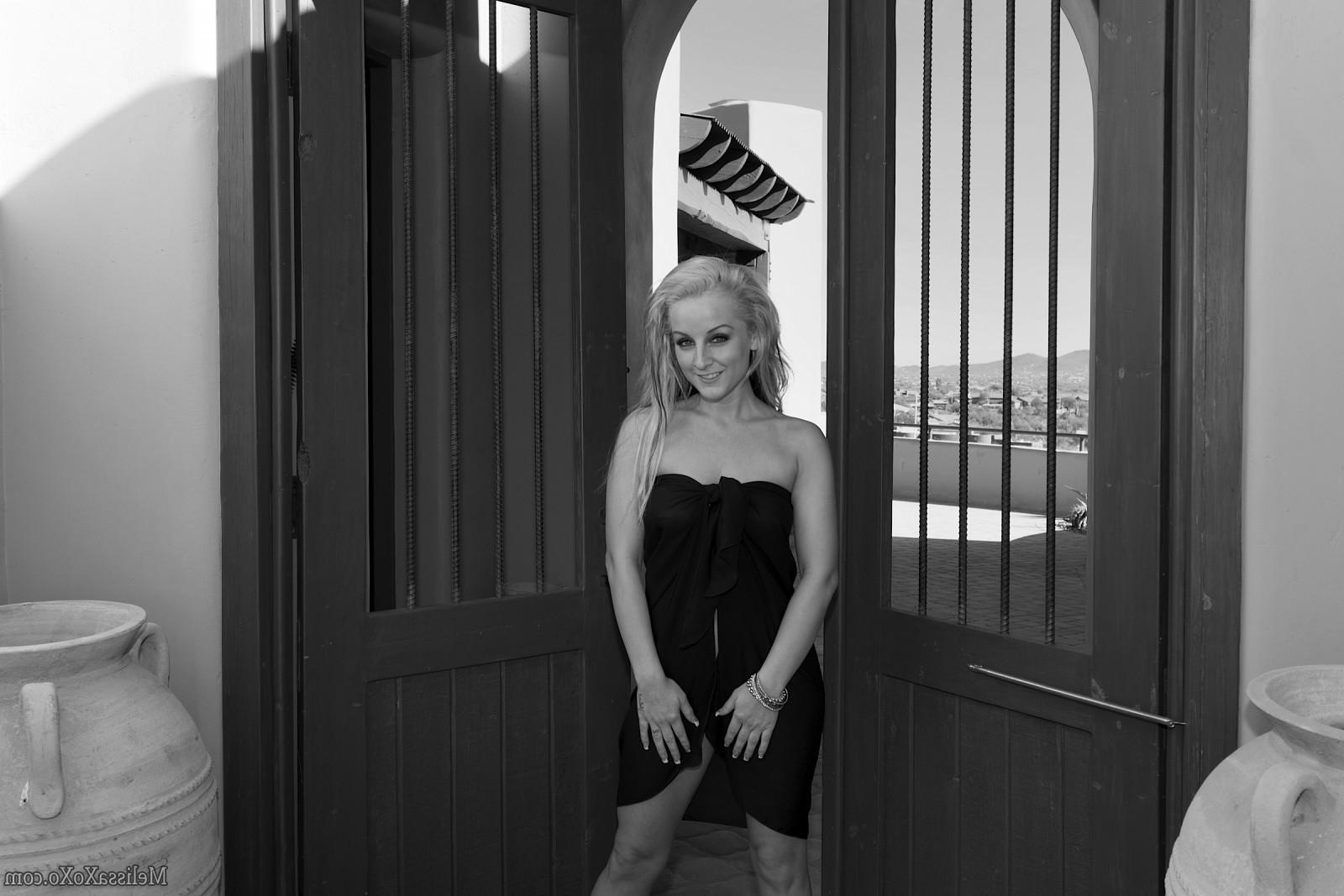 15P Blonde hottie Melissa Matters flaunts her nude body in black and white