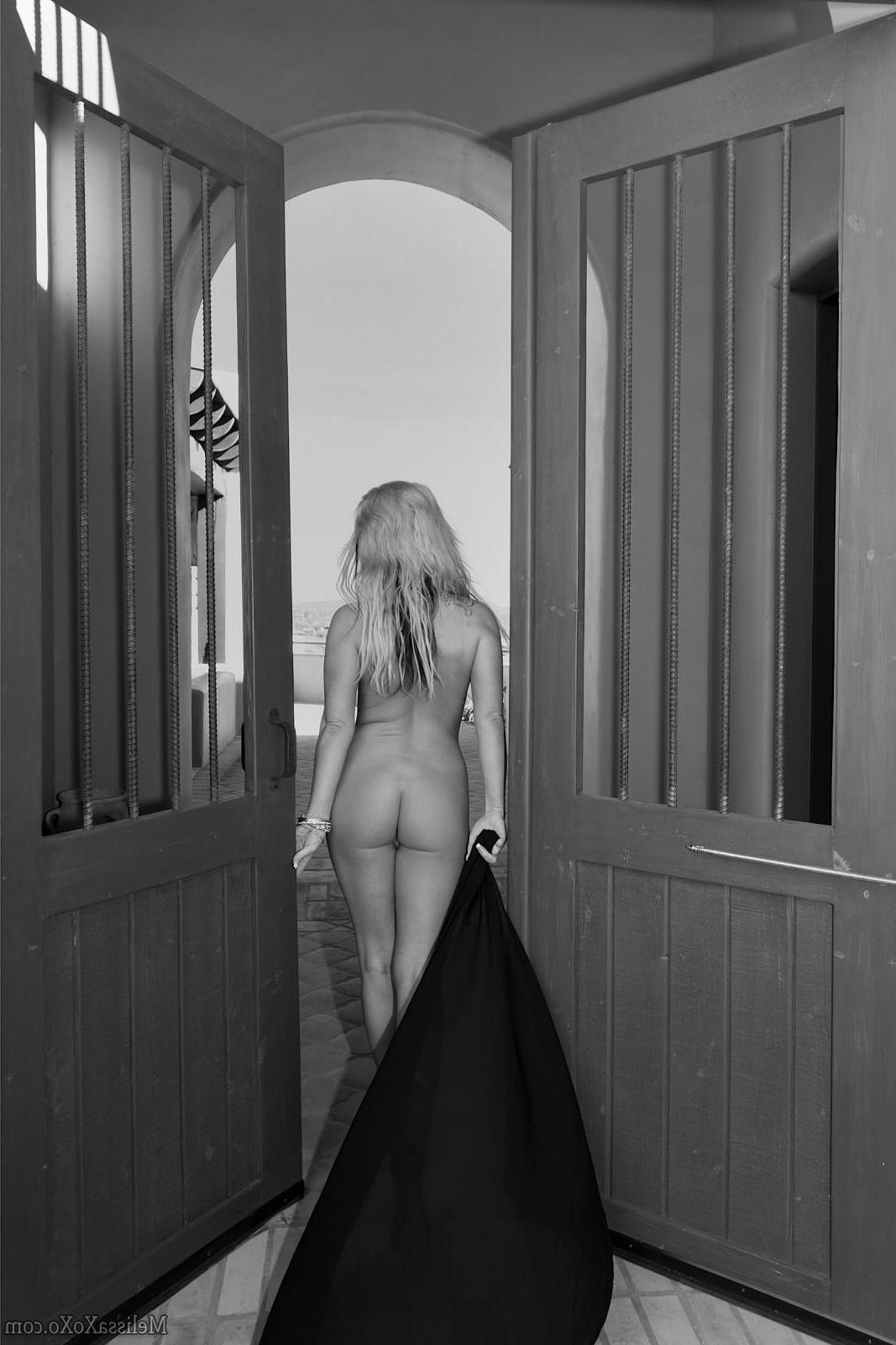 15P Blonde hottie Melissa Matters flaunts her nude body in black and white