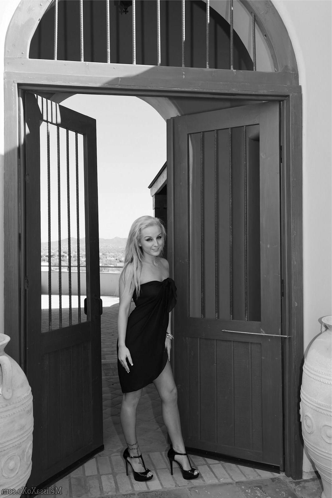 15P Blonde hottie Melissa Matters flaunts her nude body in black and white