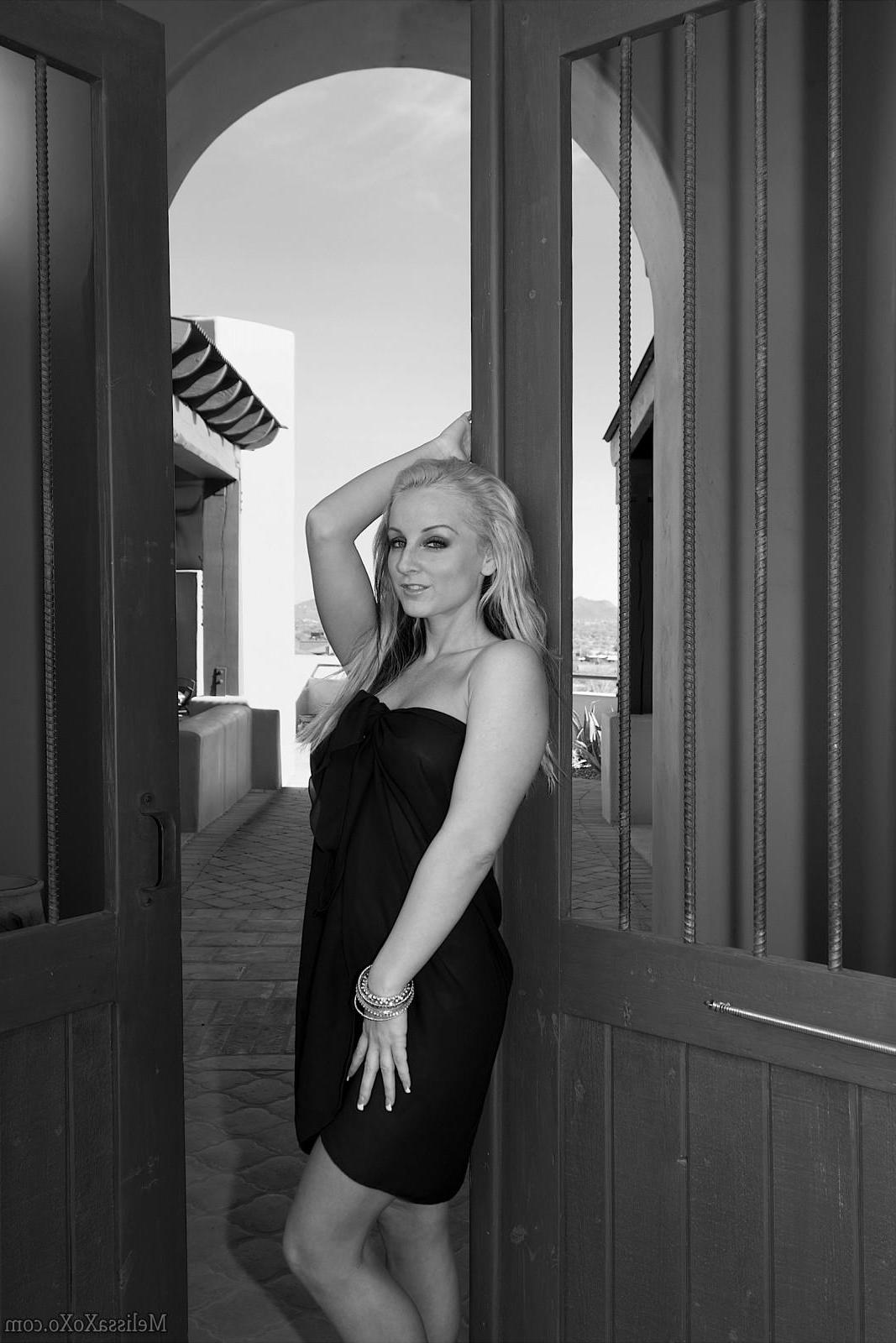 15P Blonde hottie Melissa Matters flaunts her nude body in black and white