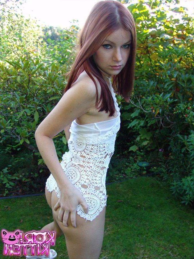 12P Kori kitten strips naked outdoors