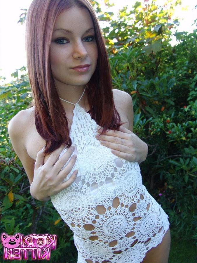 12P Kori kitten strips naked outdoors