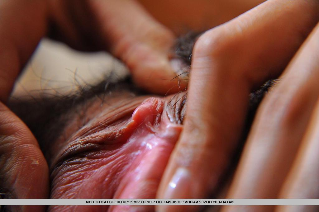 16P Natalia gives you some close up shots of her hairy pussy