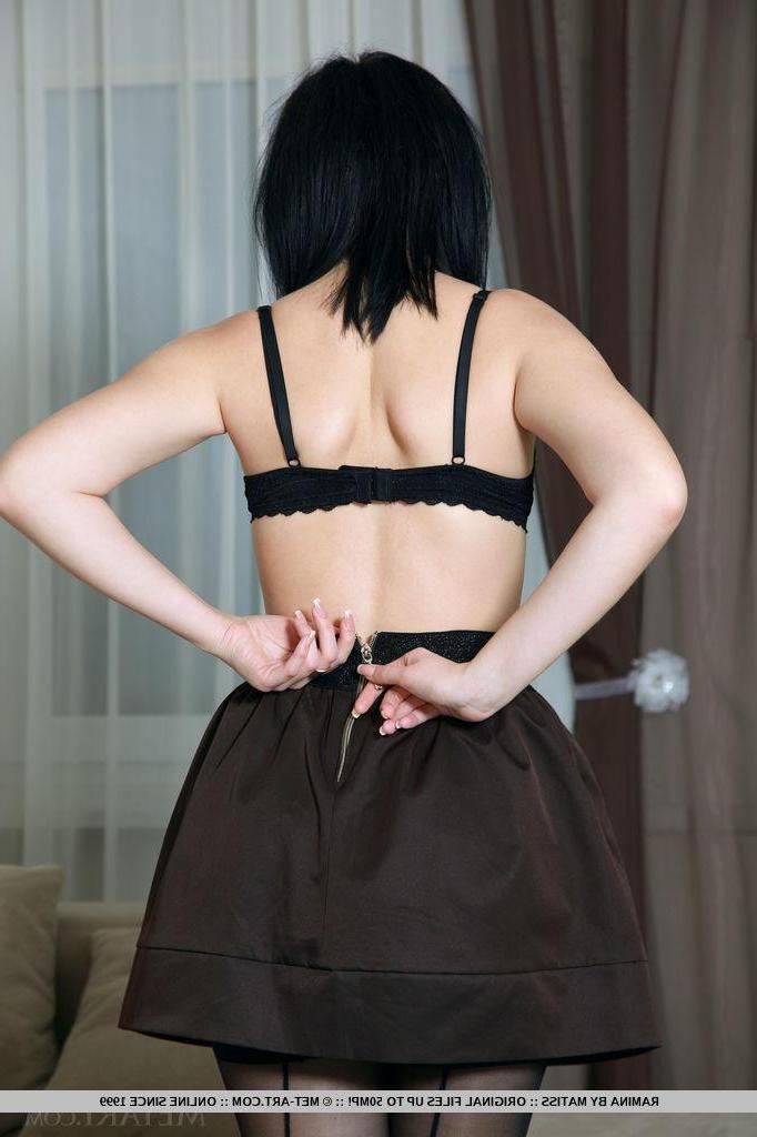18P Beautiful girl Ramina shows you her tight pussy in her black stockings