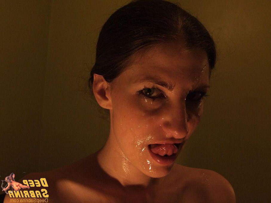 16P Pictures of Sabrina Deep enjoying a face full of hot jizz