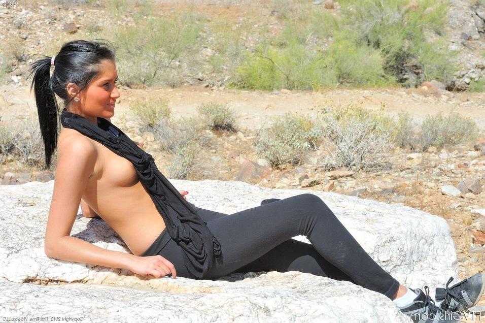 15P Hot teen girl Giselle plays naughty while hiking on the trail