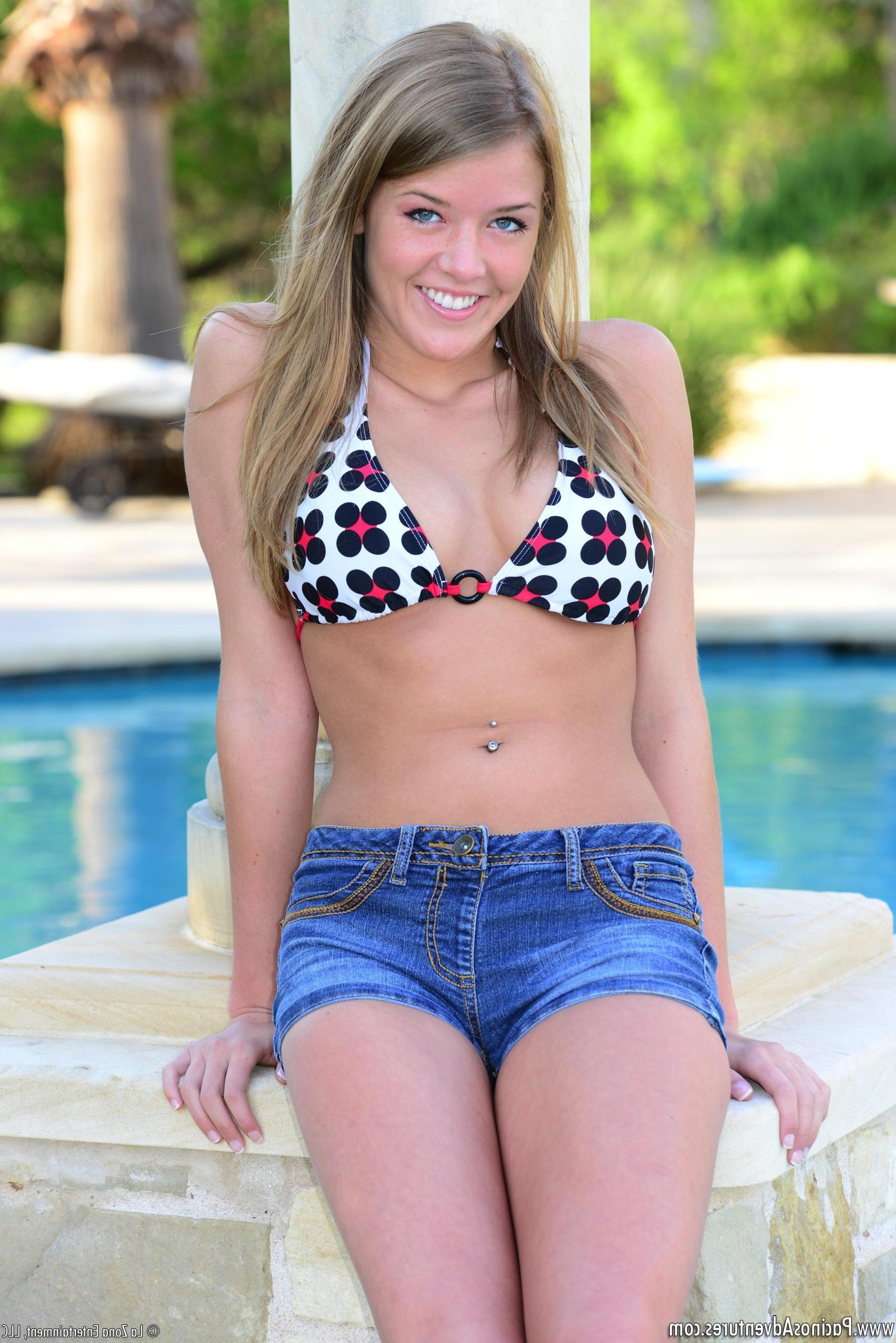 15P Sophia Wood is romantic at heart and shows her sensual side as she slips off her bikini and masturbates