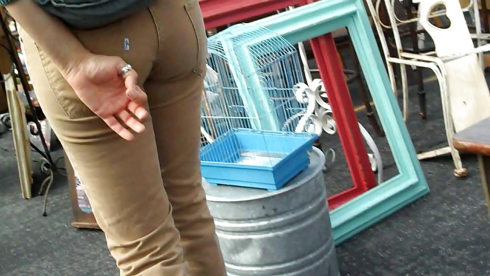 13P Tight teen in brown jeans ass & butt 