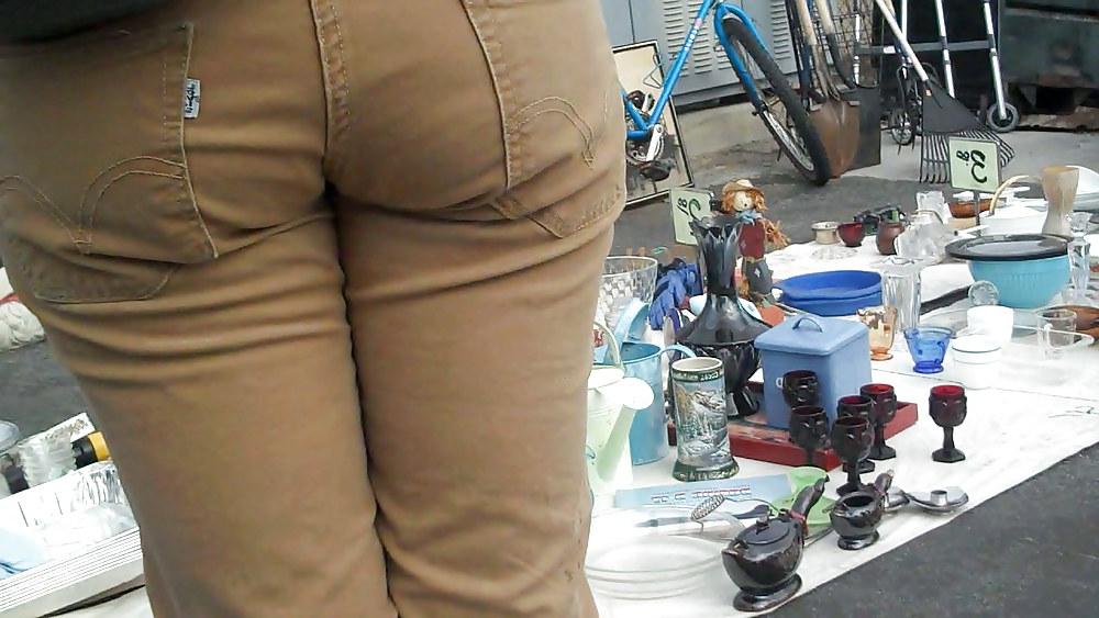 13P Tight teen in brown jeans ass & butt 