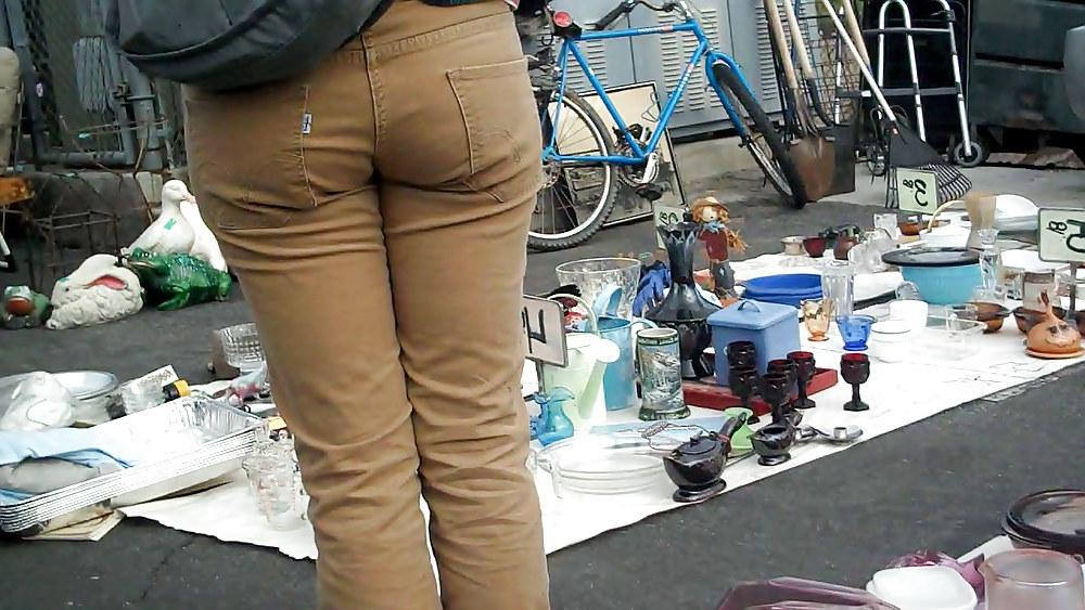 13P Tight teen in brown jeans ass & butt 