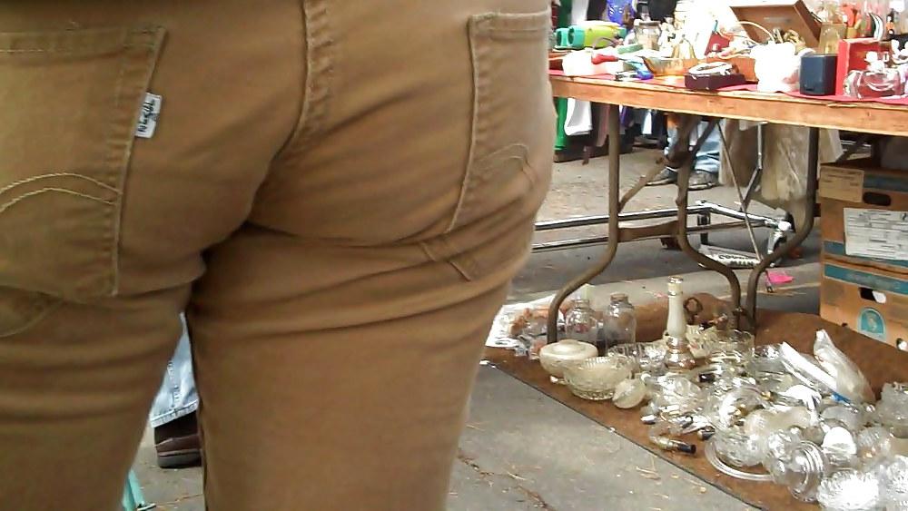 13P Tight teen in brown jeans ass & butt 