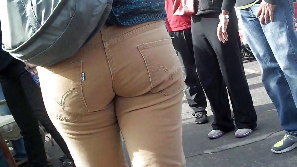 13P Tight teen in brown jeans ass & butt 