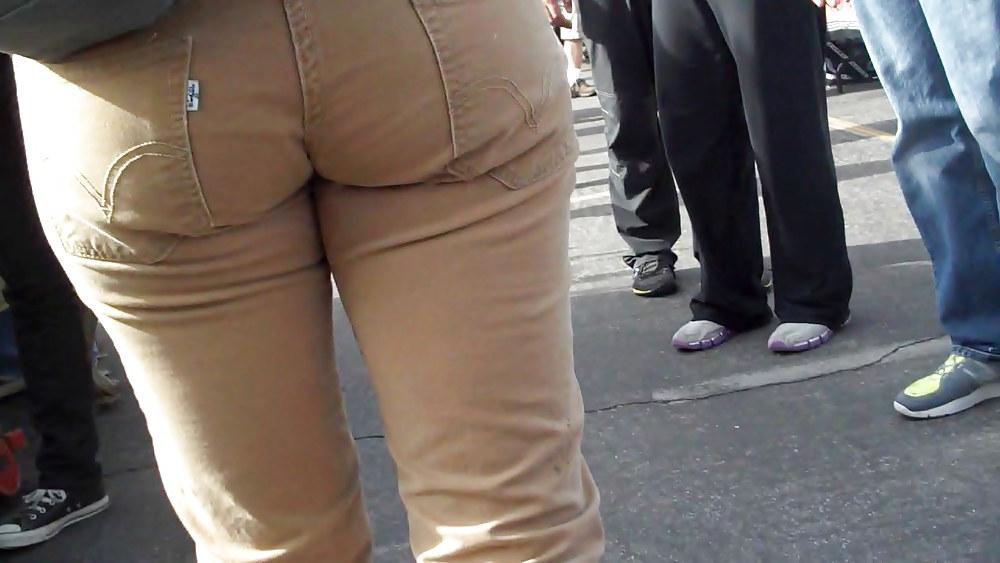 13P Tight teen in brown jeans ass & butt 