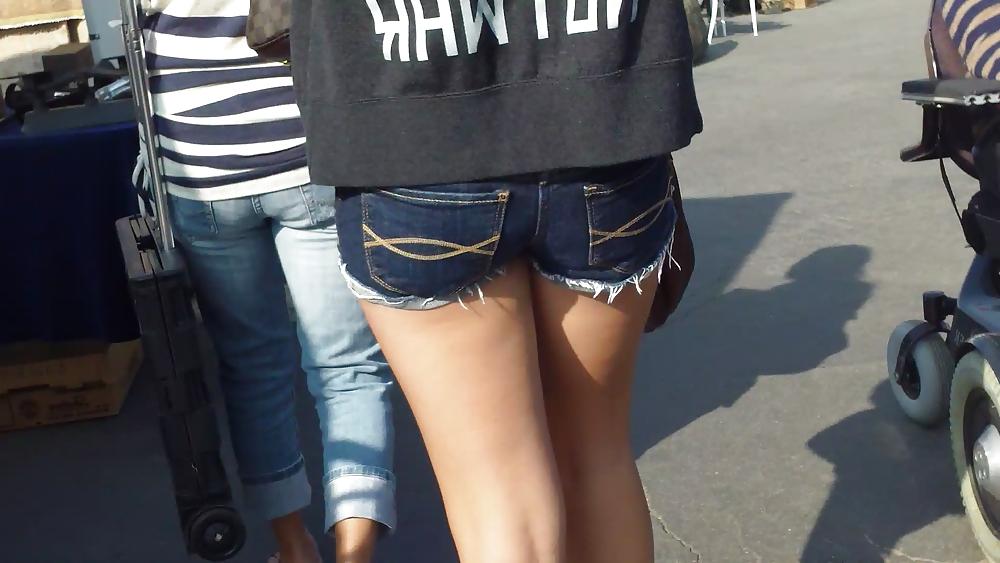 9P Sexy teen ass & butt in tight jean shorts 