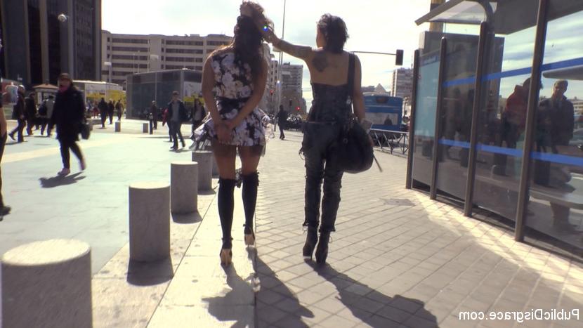 15P Gorgeous Domme Satrina completely humiliates spanish slave Gala Brown at a live 