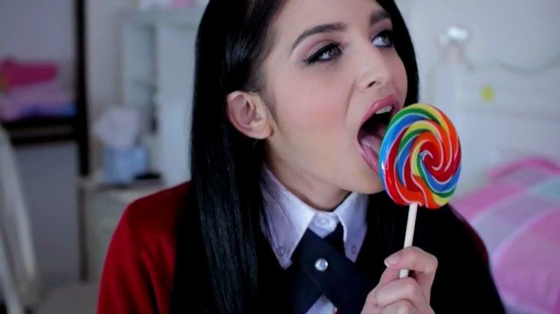 16P Teen with long black hair loves to lick big things