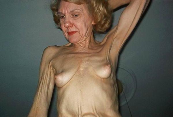 12P very skinny old amateur granny posing naked