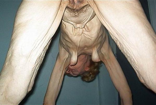 12P very skinny old amateur granny posing naked