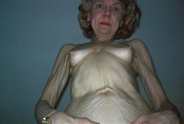 12P very skinny old amateur granny posing naked