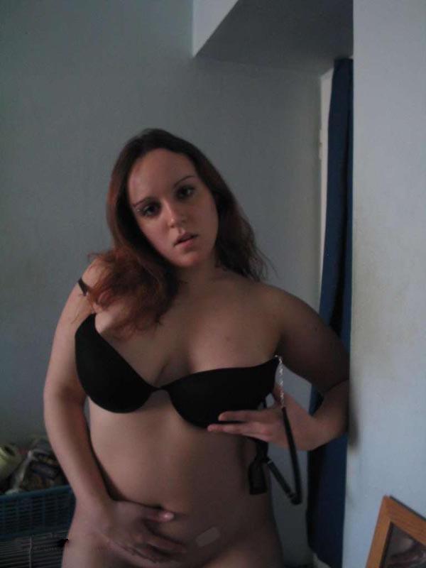15P Ginger BBW stripping off her sexy black undies