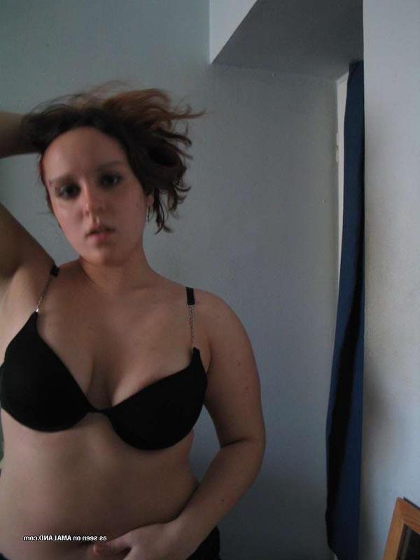 15P Ginger BBW stripping off her sexy black undies