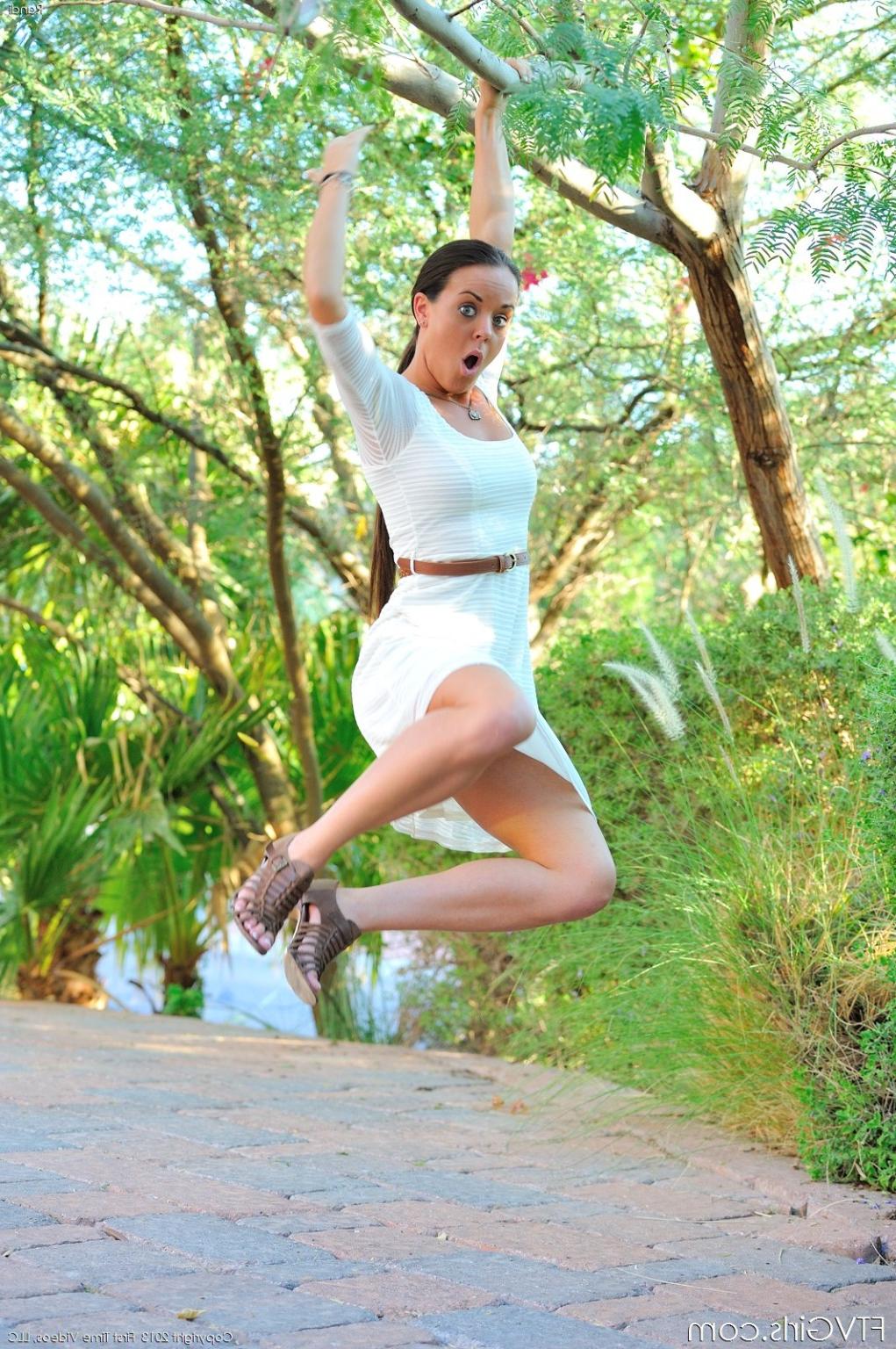 15P Teen upskirt outdoors