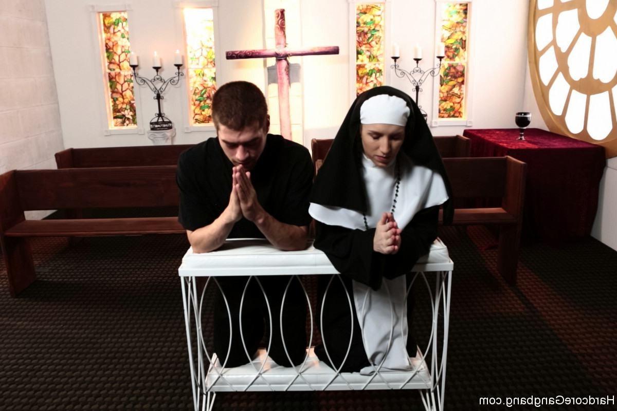 24P Cute Nun Gangbanged by 5 Priests in Chapel