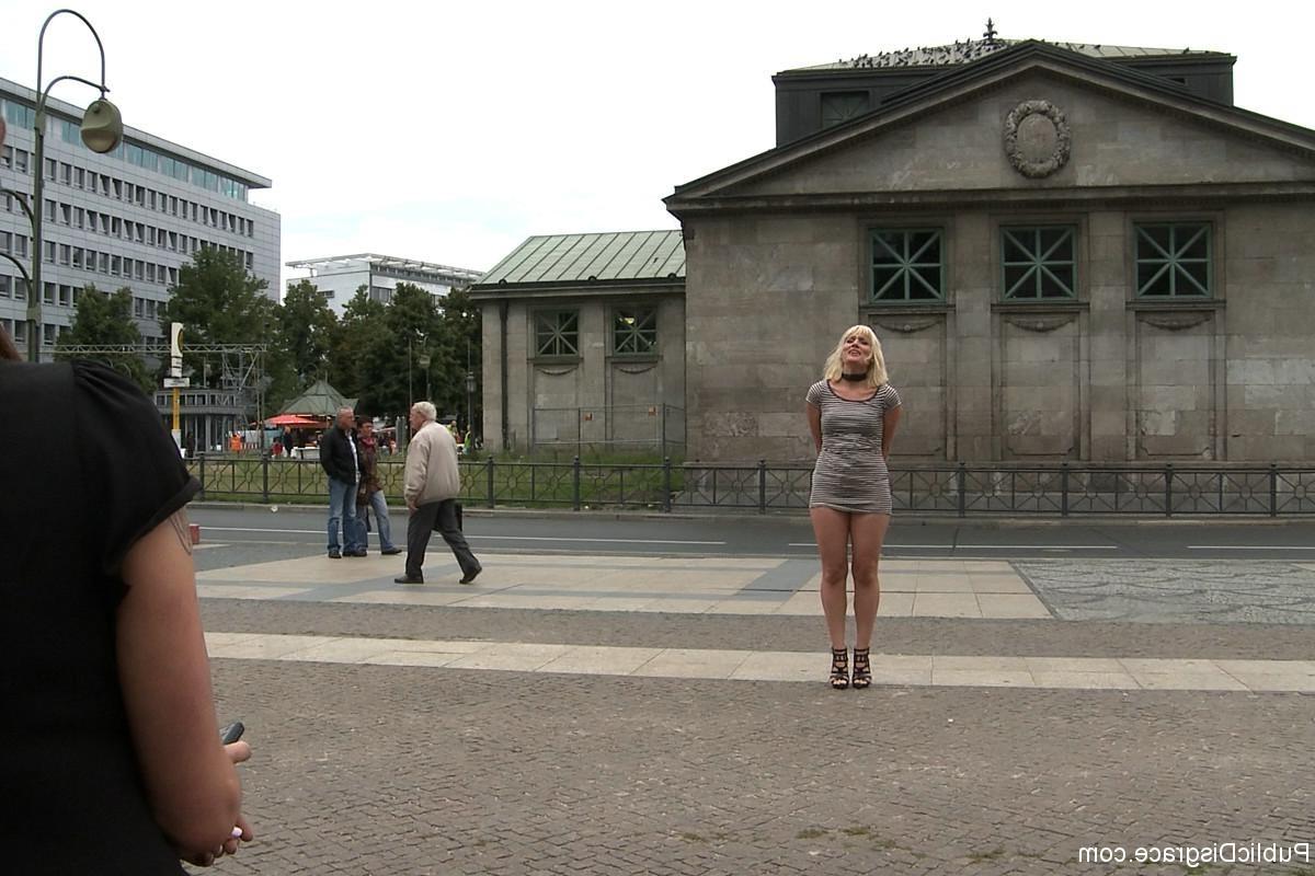 24P Blonde is left with her head locked in a box in a subway station