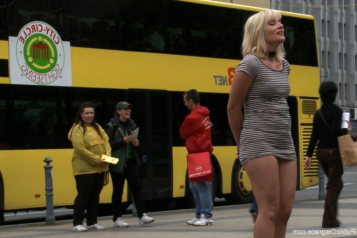 24P Blonde is left with her head locked in a box in a subway station