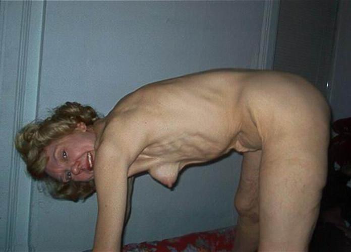 18P extremely skinny granny posing