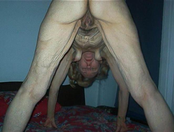 18P extremely skinny granny posing
