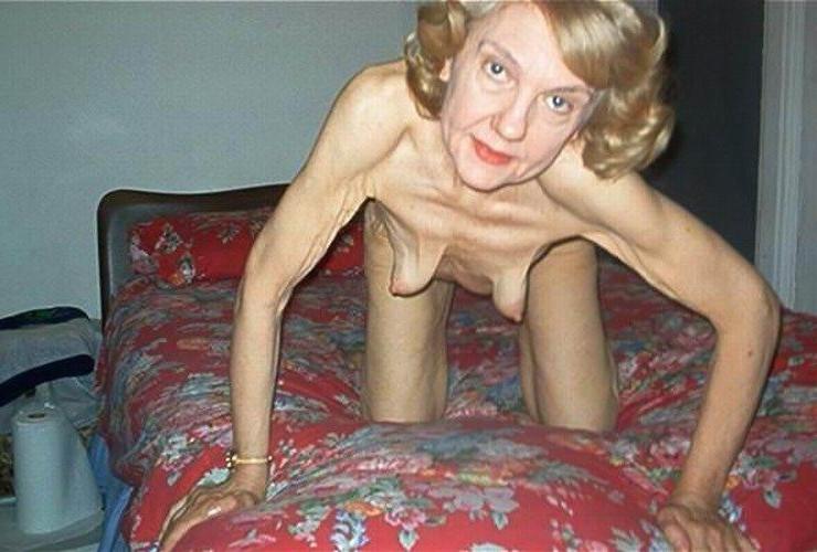 18P extremely skinny granny posing