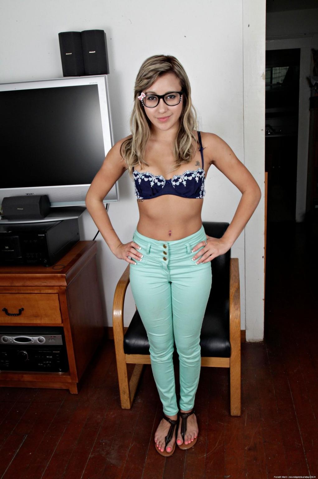 15P Cute small tits teen Marina Angel showing tight little body