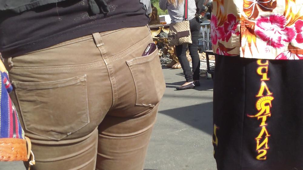 25P Sexy beautiful tight teen ass & butt in brown jeans