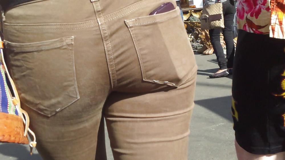 25P Sexy beautiful tight teen ass & butt in brown jeans