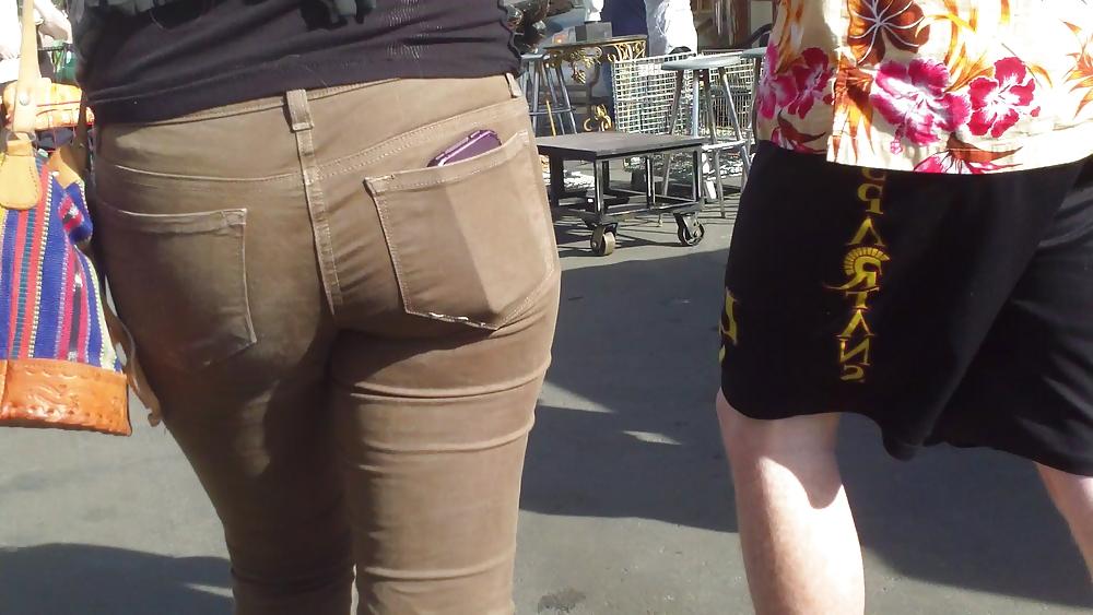 25P Sexy beautiful tight teen ass & butt in brown jeans