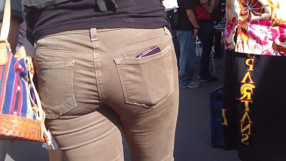 25P Sexy beautiful tight teen ass & butt in brown jeans