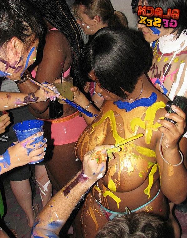 12P Sweet black doll topless posing on camera