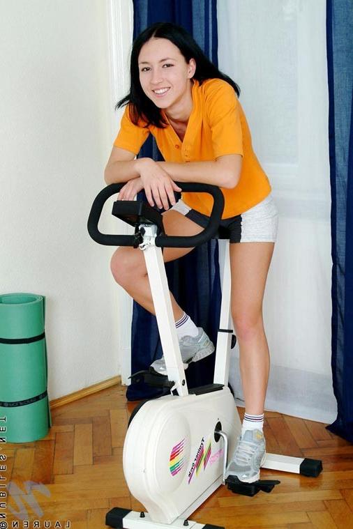 15P After riding her exercise bike lauren gets tired and gets off to get naked and p