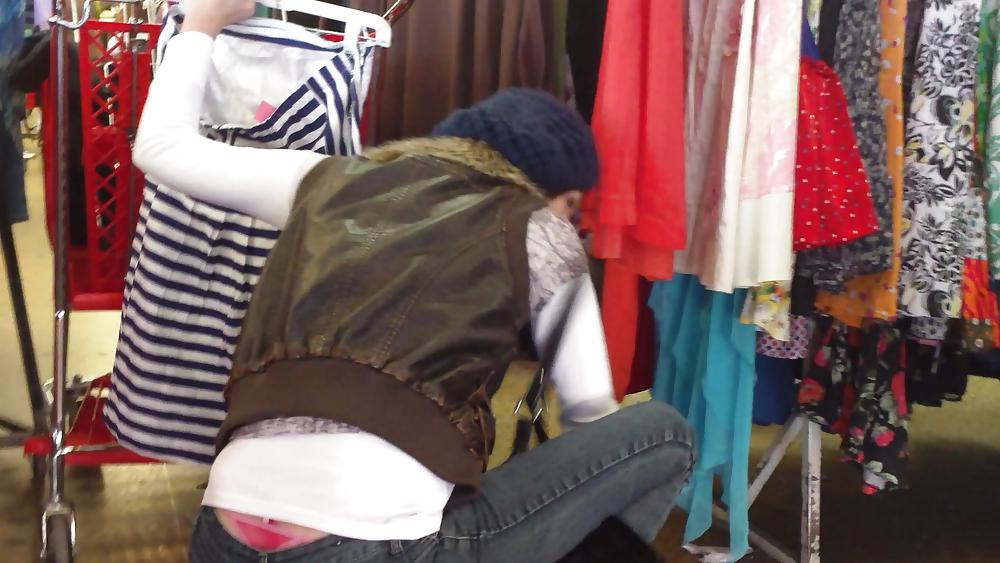 25P Sexy teen ass & butt in jeans with thong showing