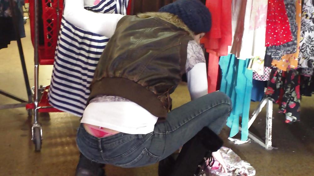 25P Sexy teen ass & butt in jeans with thong showing