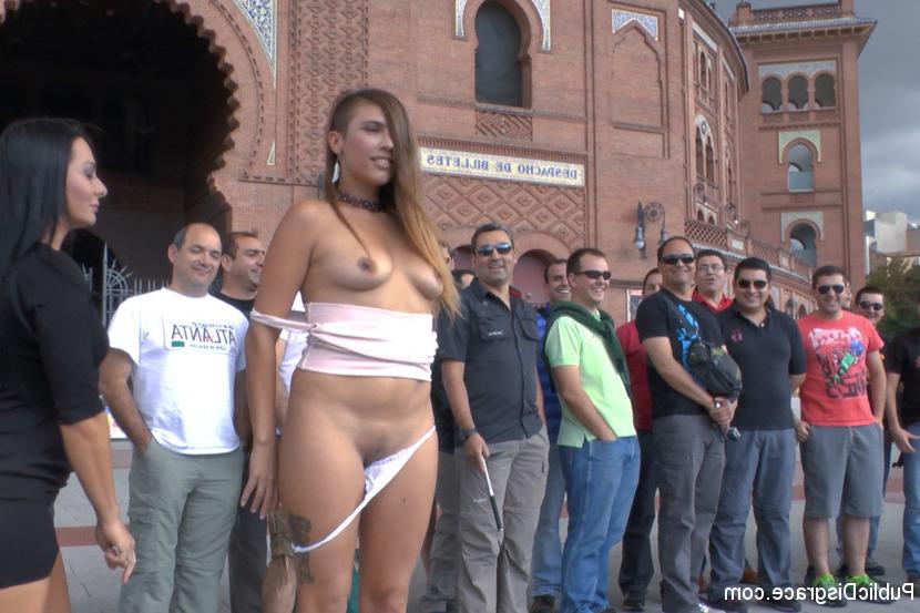 15P Saucy Spanish Slut Dragged Around the Streets of Madrid