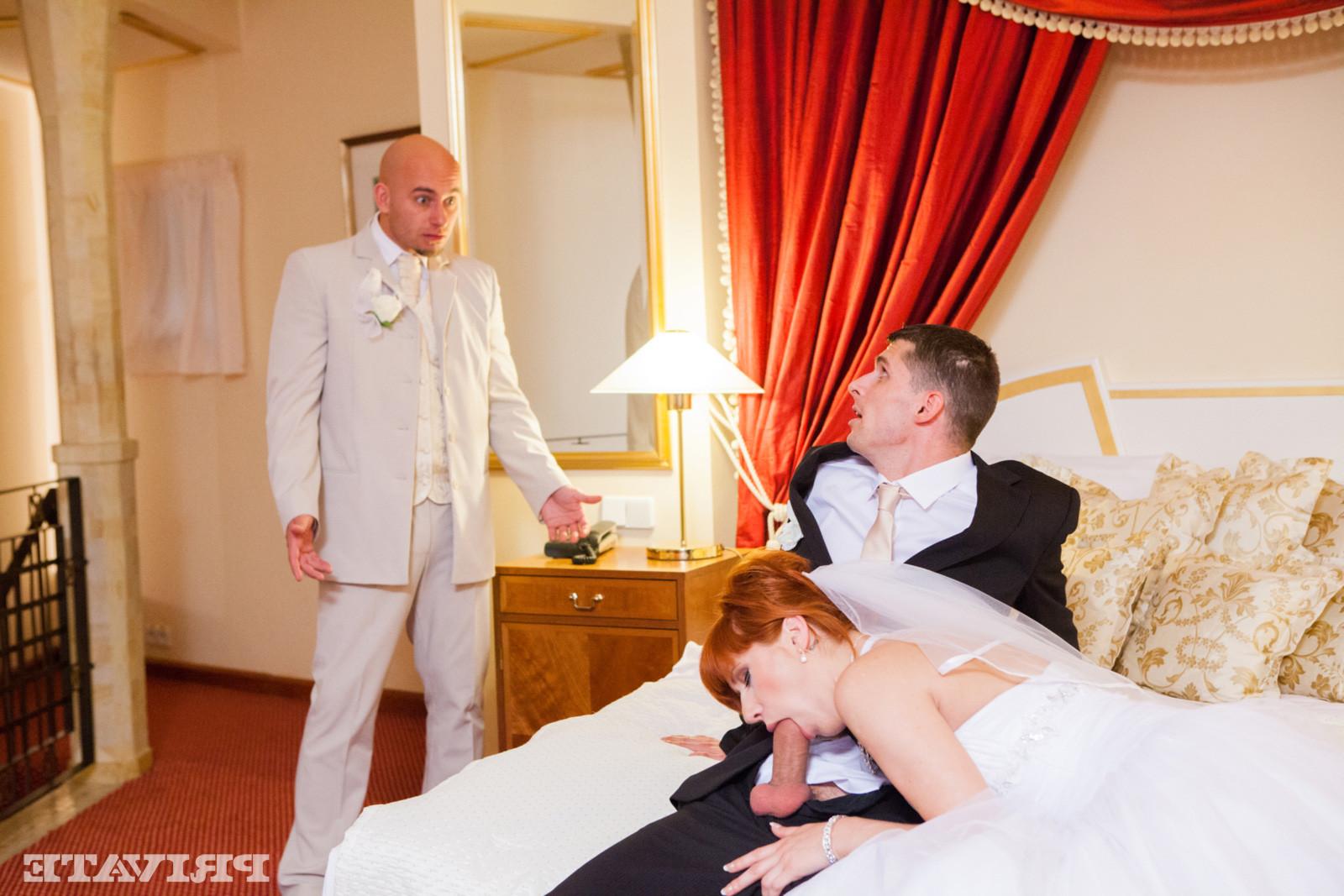 13P Kinky redhead bride gets into kinky threesome and gets double penetrated