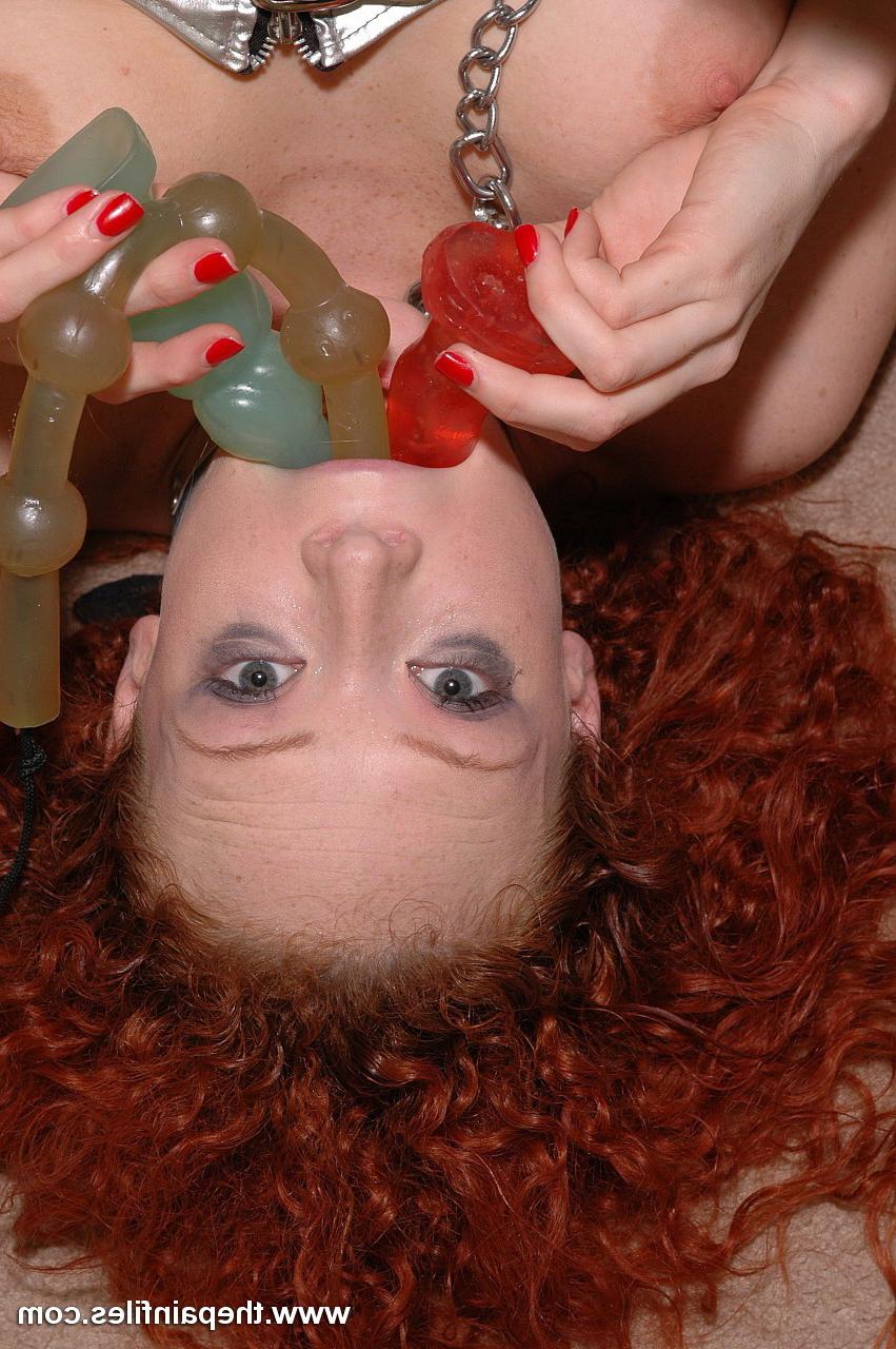 16P Amateur red haired subbie plays with anal toys