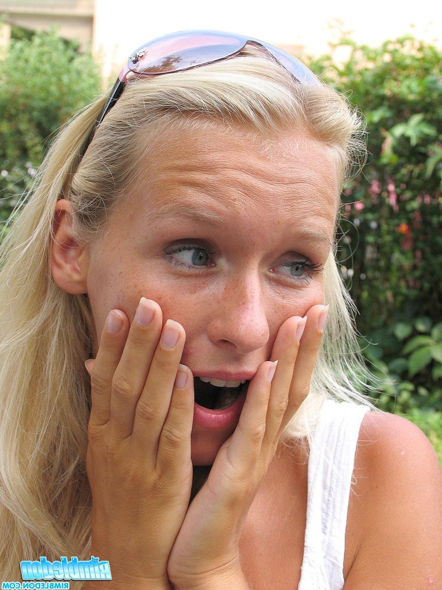 13P Blonde teen is doing a rimjob outside before she gets facial